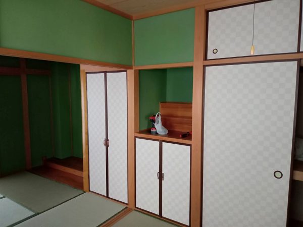 3階和室の聚楽壁の塗り替えと襖の張り替え完了